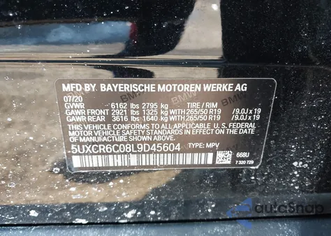2020 BMW X5 xDrive40I z USA, uszkodzony, nr VIN 5UXCR6C08L9D45604
